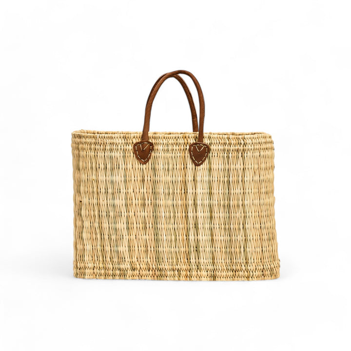 rattan basket leather handles M