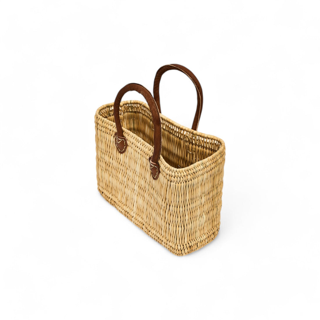 rattan basket leather handles S