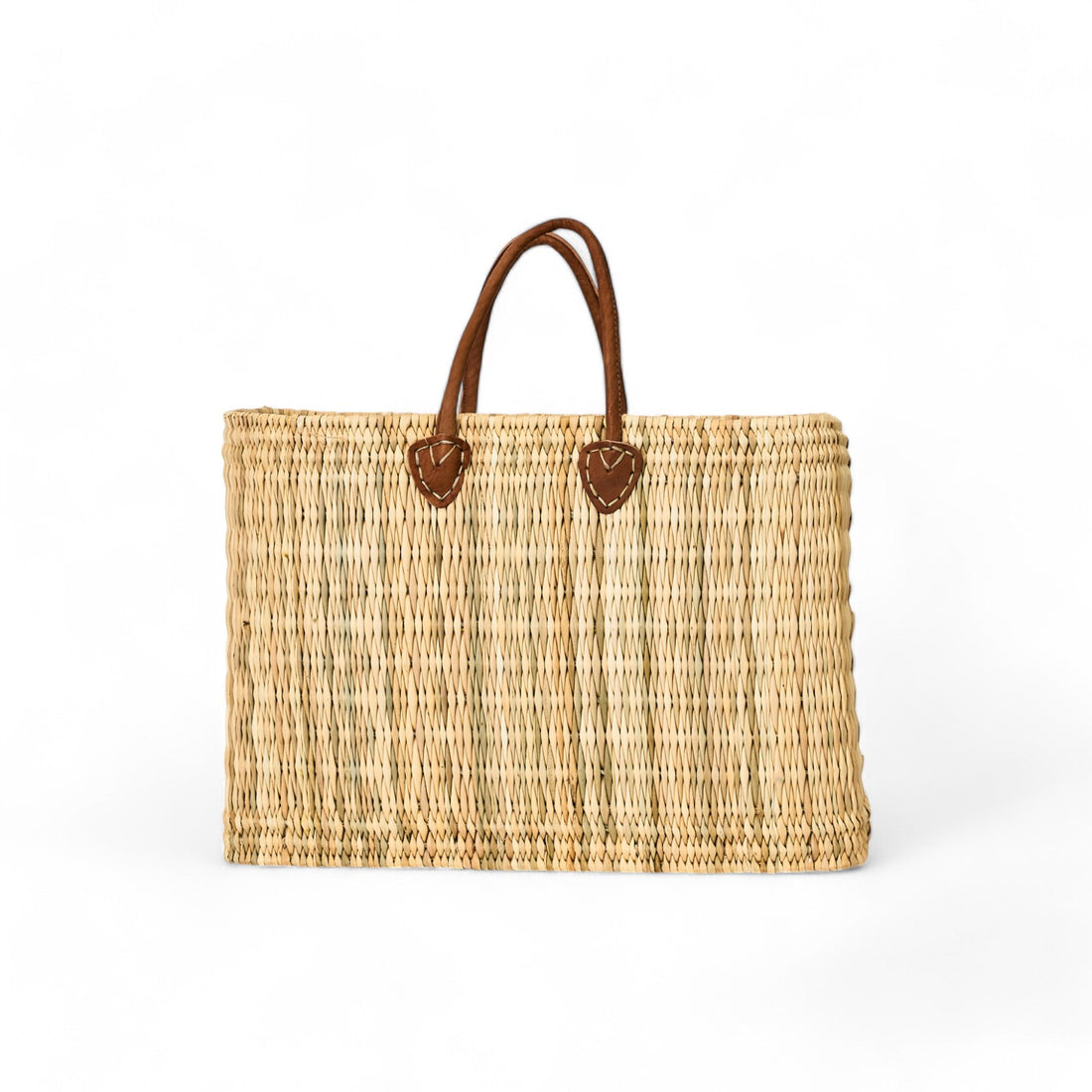 rattan basket leather handles L