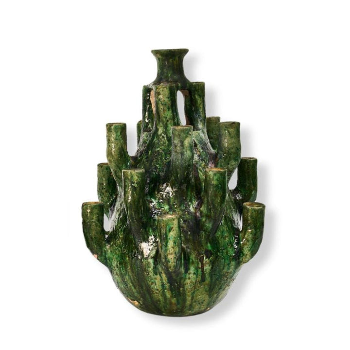 Candle Pot - Tamegroute octopus candle pot Green