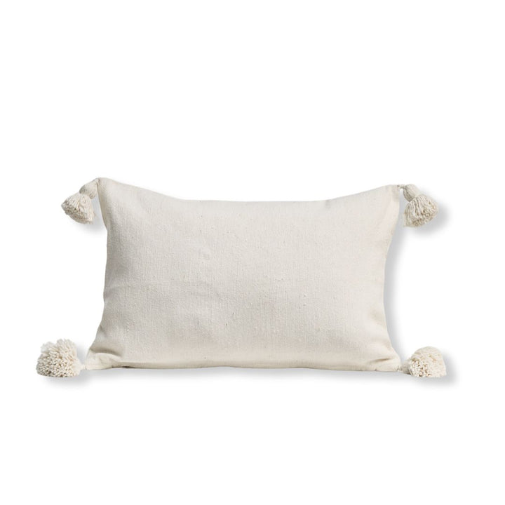 Cushion Cotton with Pom Poms 60x40cms white