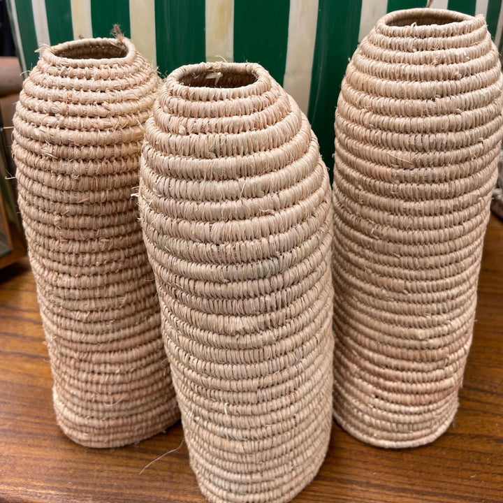 Wine bottle covers - rattan