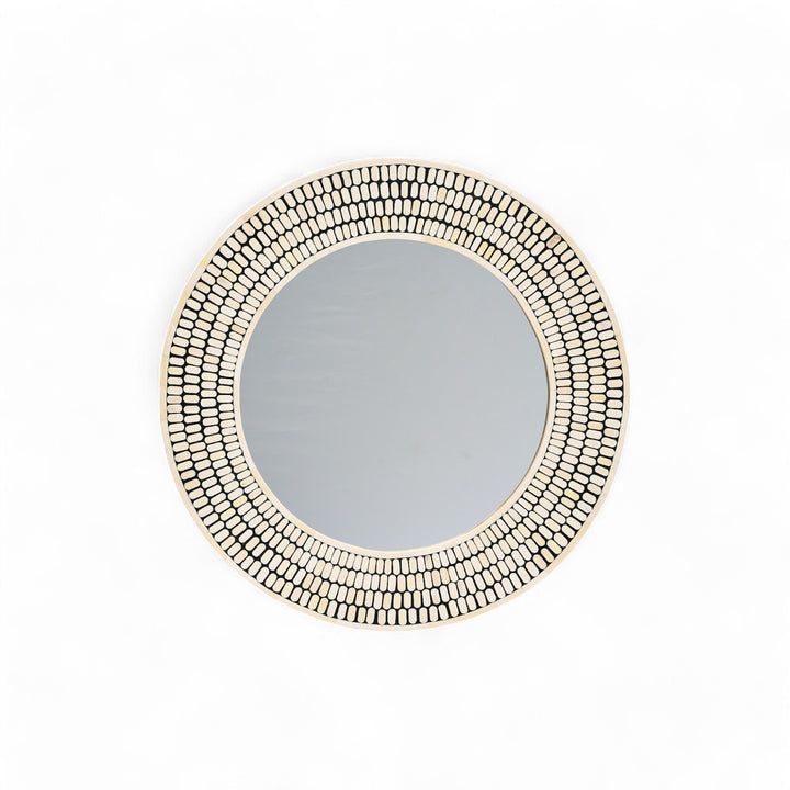 Mirror - Bone inlay mirror round black