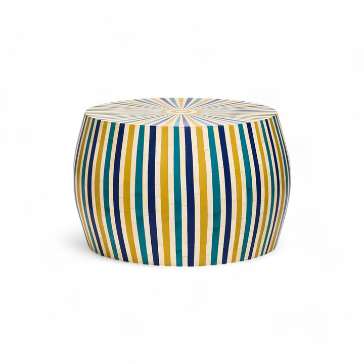 Side Table -Resin Blue, yellow and bone side table Large