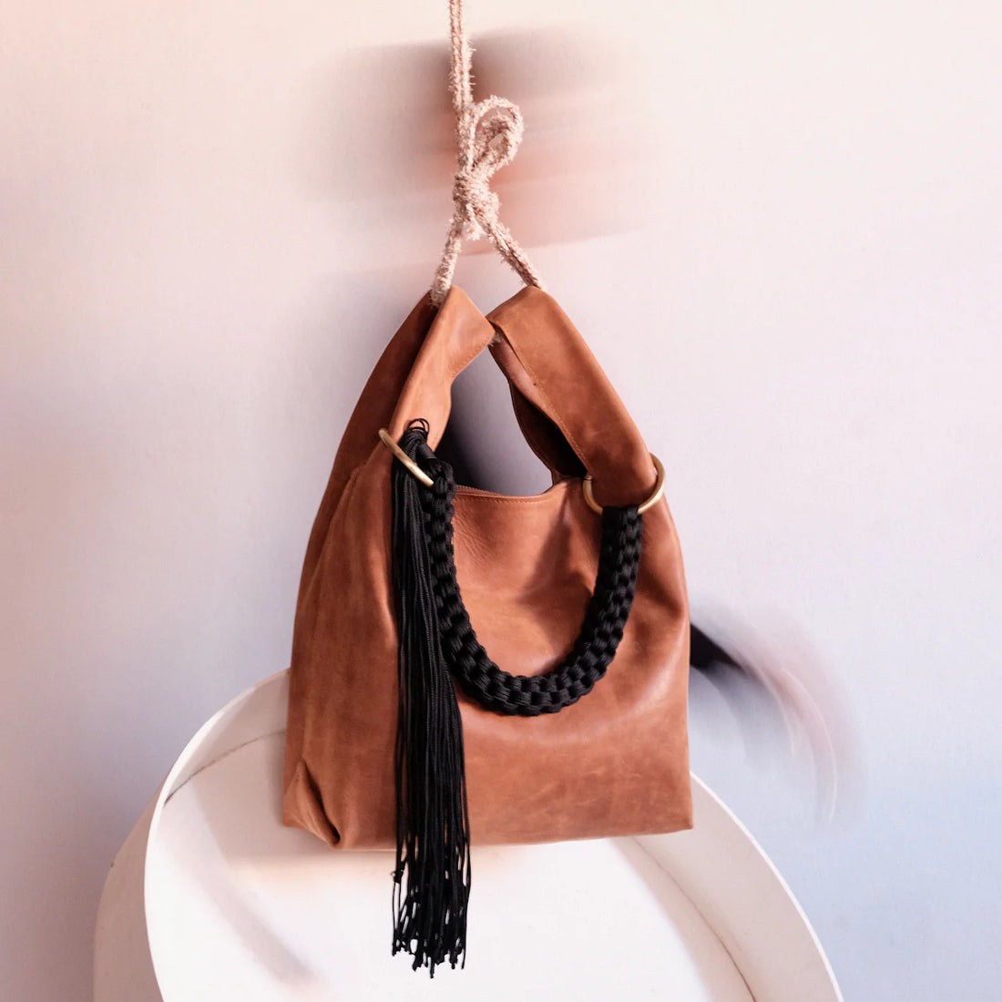 Shopper Bag - Ogda with long tassle Brown