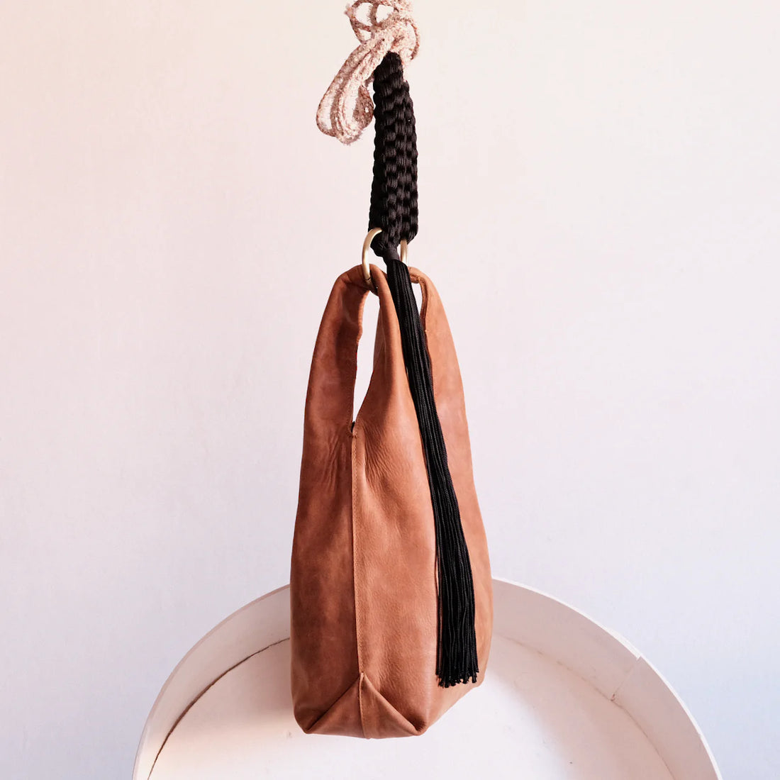 Shopper Bag - Ogda with long tassle Brown